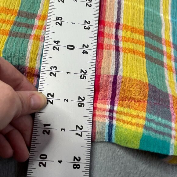 Soft Surroundings “Kona Shores” Rainbow Plaid Gauze Shirt |‎ Size M - Picture 9 of 10